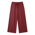 thumbnail image 3 of Oiyii Elastic Waist Pants for Tween Girls Solid Linen Loose Casual Trousers Vacation Wear Bottoms,, 3 of 7