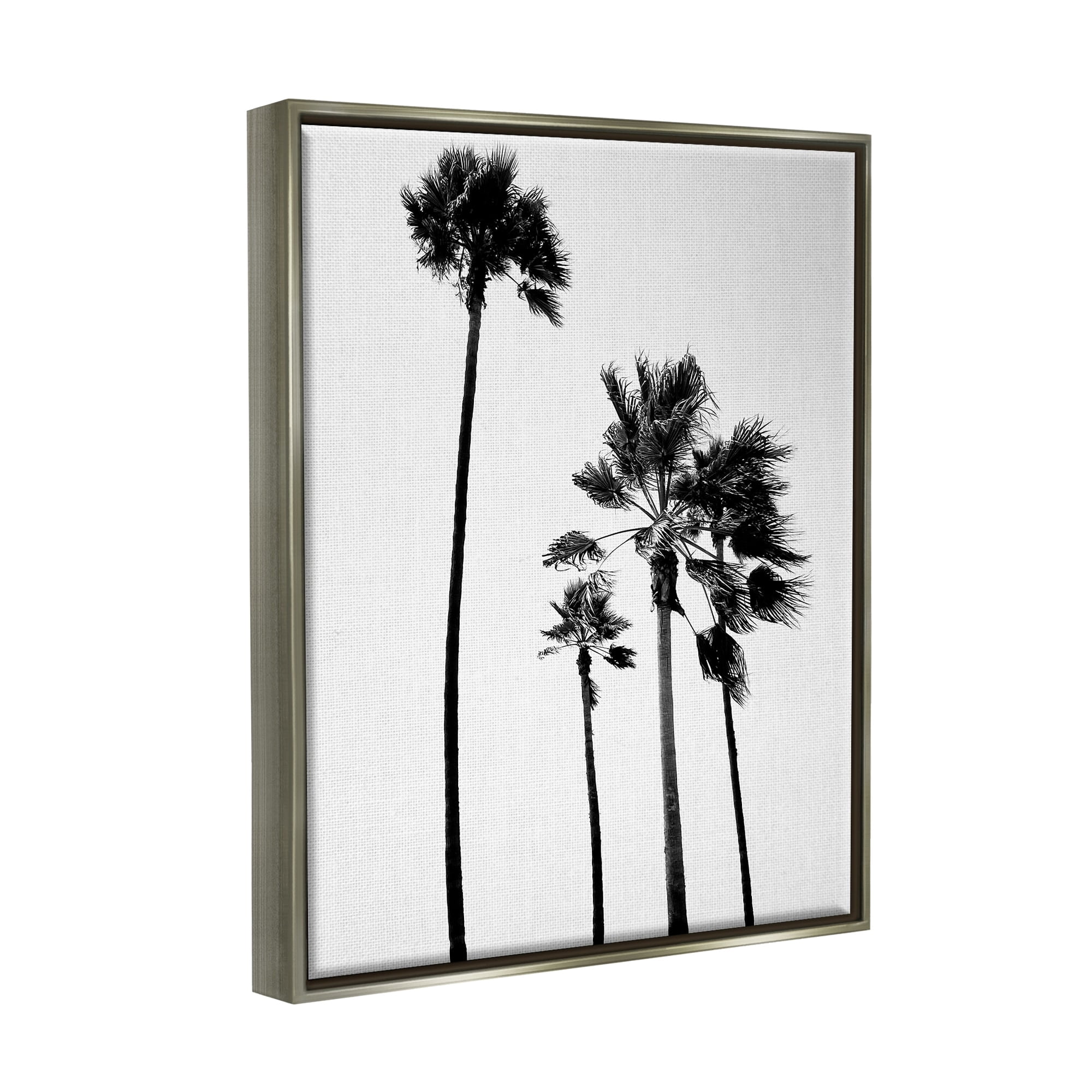 Stupell Industries Looming Palm Trees Clear Summer Sky Photography Photograph Luster Gray Floating Framed Canvas Print Wall Art, Design by Amelia Myers
