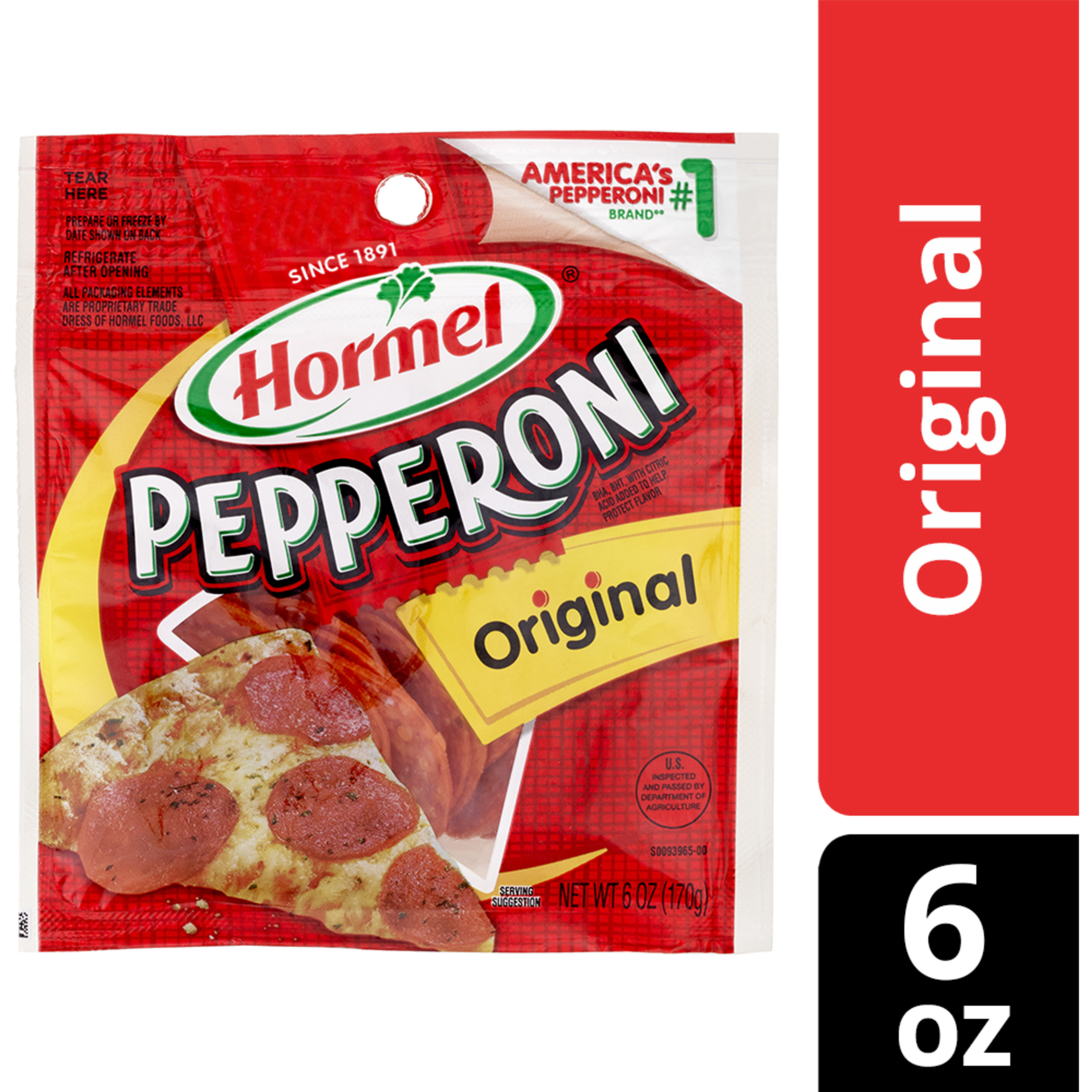 HORMEL, Pepperoni, Pizza Topping, Gluten Free, Original, 6 oz Plastic  Resealable Package - Walmart.com
