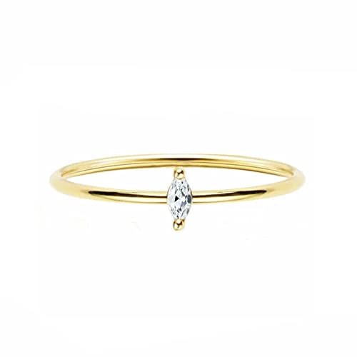 HeartsAndYou 0.2ct Engagement Ring for Women Marquise Moissanite Solitaire Minimalist 18k Yellow Gold Over Silver