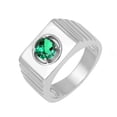 thumbnail image 2 of Sterling Silver with Green Emerald Solitaire Men's Ring, 2 of 3