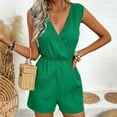 thumbnail image 5 of Up to 30% off! Women's Stylish Casual V-Neck High-Waisted Jumpsuit Shorts with Pockets 2025 Clothes, 5 of 6