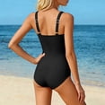 thumbnail image 4 of REDARER Girls Solid One Piece Swimsuit Full Coverage Square Neck Wide Straps Ruched Tummy Control Bathing Suit, 4 of 5