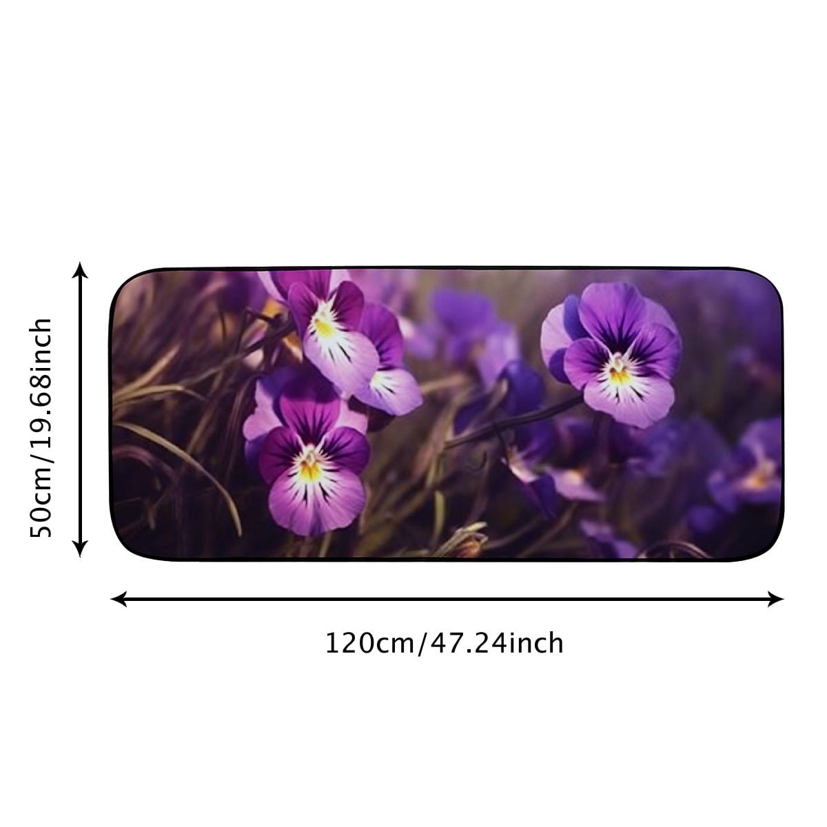 Qinduosi Decorative Door Mat, Door Mat with Non-Slip Rubber Backing, Easy Cleaning, Traps Dirt, for Entry, Patio, Garage - Pansy Violet Blue Purple Garden in The Garden 19.68*47.24 in