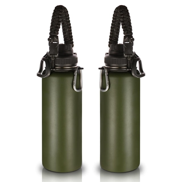 Botellas de Agua Volhoply Verde Militar con Asa de Paracaídas y Tapa de Boquilla
