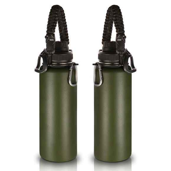 Botellas de Agua Volhoply Verde Militar con Asa de Paracaídas y Tapa de Boquilla