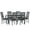 Gray/Black, variant on Noble House Fescue Fabric Upholstered Wood and Cane Expandable 7 Piece Dining Set, Gray