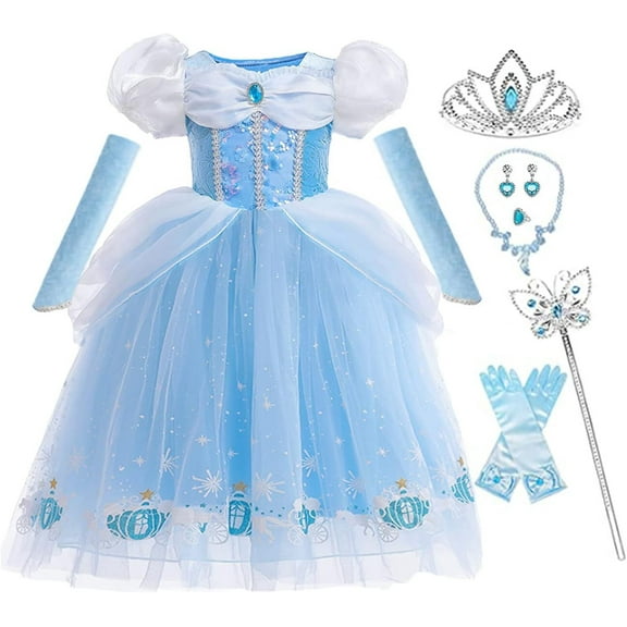 Cinderella Princess Dress Girls Halloween Party Cosplay Costume