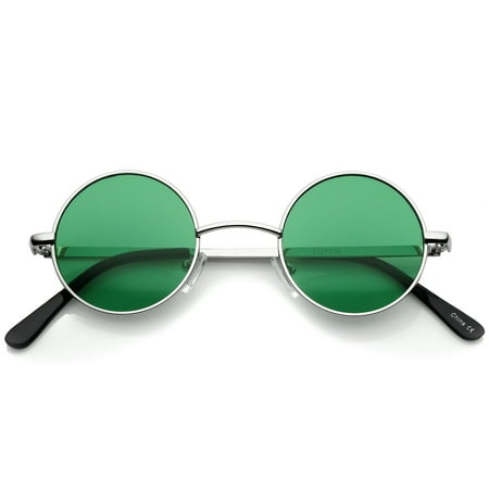 sunglassLA - Small Retro Lennon Inspired Style Colored Lens Round Metal Sunglasses 41mm - 41mm