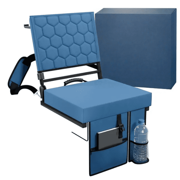 Folding Reclining Stadium Seat with Back Support, Portable Bleacher Chair with for Sports  Outdoor