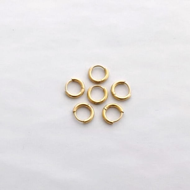 6 unids/lote de pendientes de aro pequeños de círculo de Metal Simple de acero inoxidable para mujeres y niñas, joyería para Piercing, oreja de hélice redonda geométrica Tan Jianjun unisex