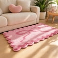 thumbnail image 4 of Bow-Shaped Bath Mat, Cute Scalloped Non-Slip Rug, Super Absorbent Microfiber Bathroom Carpet for Soft Comfort Underfoot, Plush Velvet Bow, Machine Washable, Pink, 4 of 5
