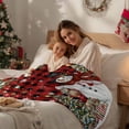 thumbnail image 4 of Red Plaid Christmas Snowman Flannel Blanket for Bed,Travel and Camping, Xmas Tree Poinsettia Balls Super Soft Cozy Blanket for All Seasons 40"x60", 4 of 9