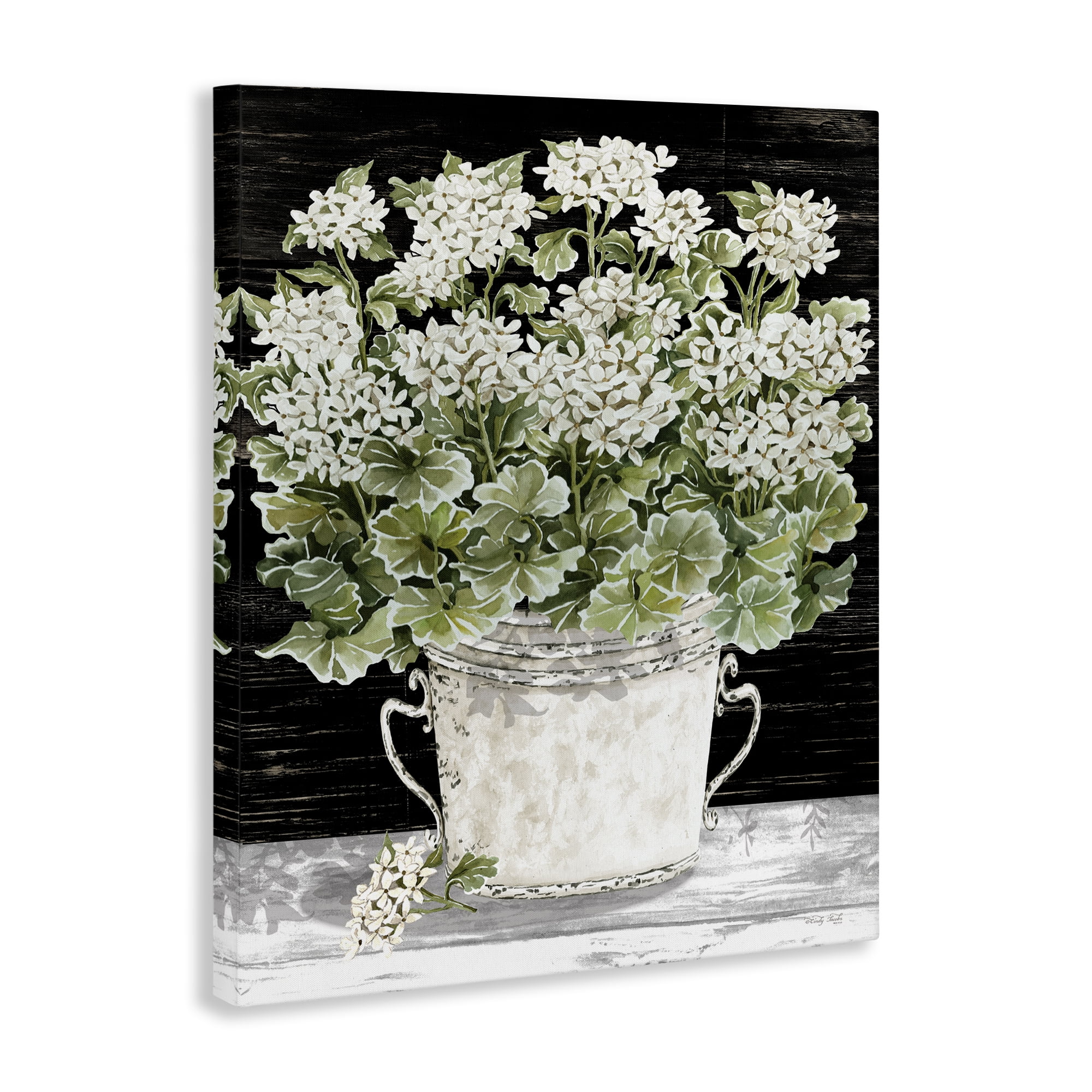 Stupell Industries Country Vase Baby's Breath Plants & Flowers Painting Wrapped Canvas Art Print Wall Art, 24 x 30