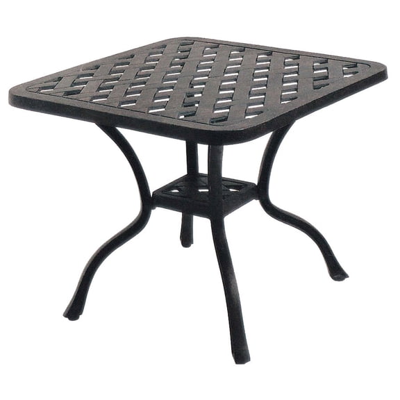 Patio End Table Nassau Outdoor Cast Aluminum Furniture Desert Bronze.