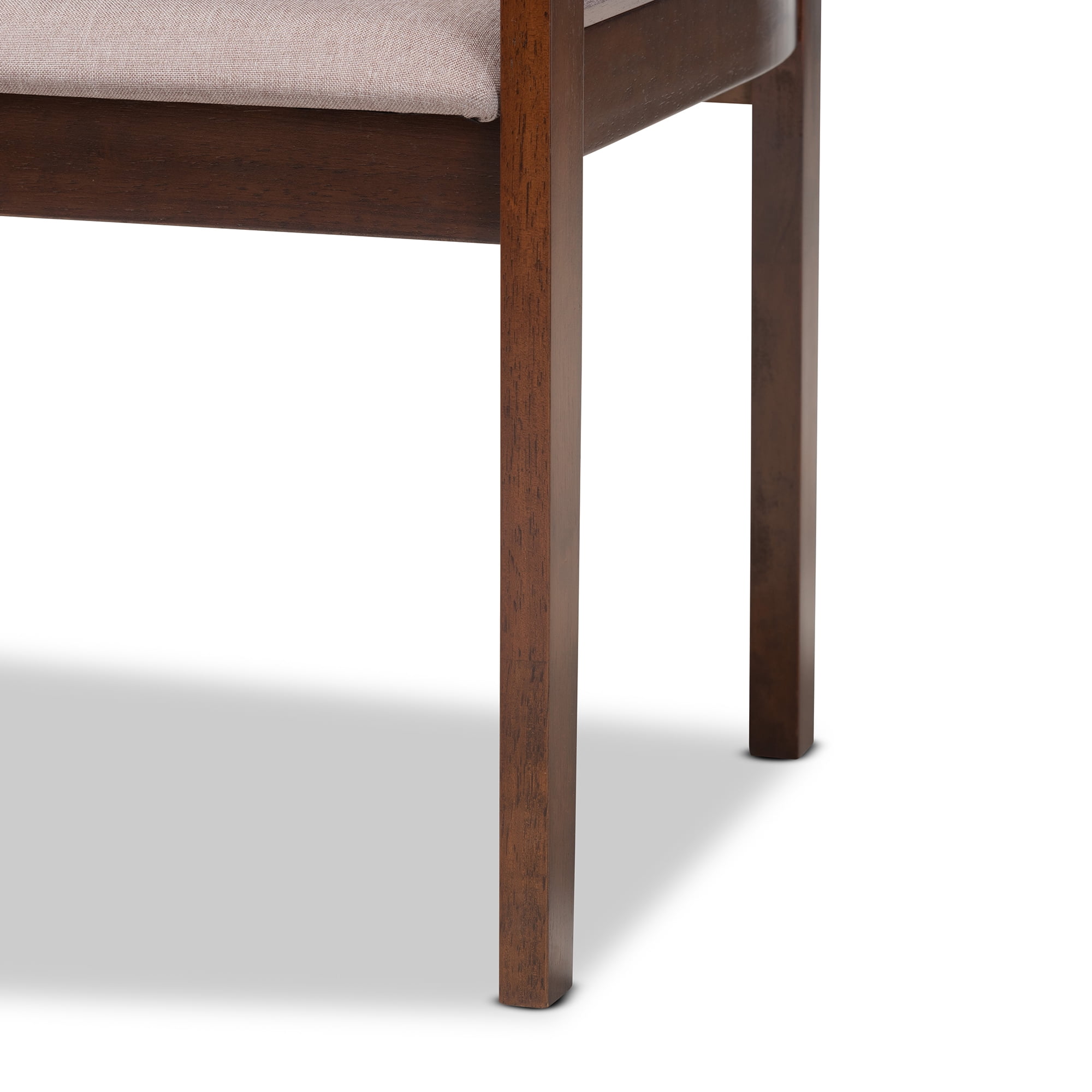 Baxton Studio Helene Mid-Century Modern Warm Grey Fabric and Dark Brown Finished Wood 2-Piece Dining Chair Set