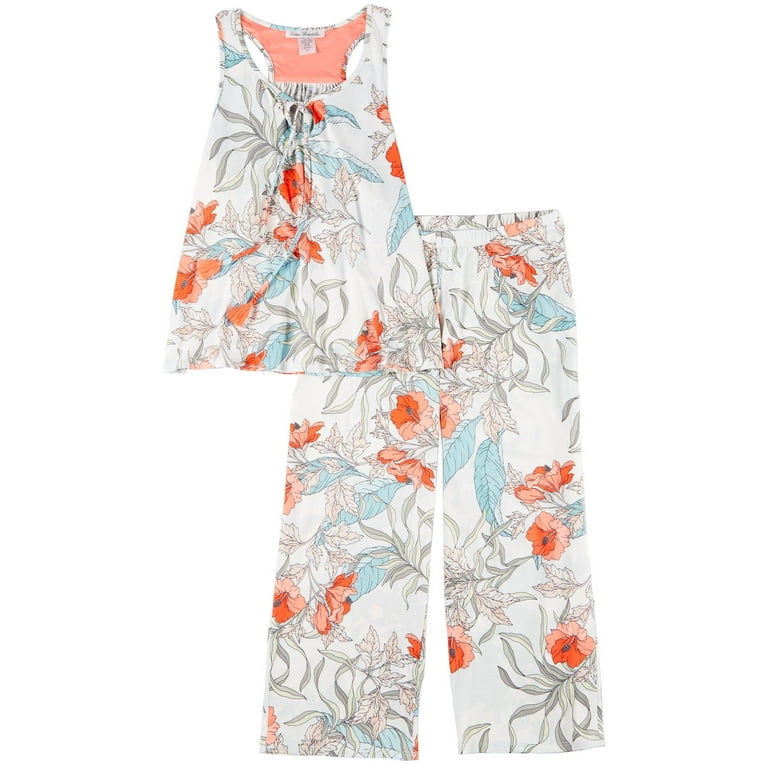 Linea Donatella Womens Tropical Floral Pajama Capri Set Walmart