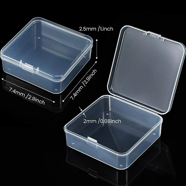 48 Packs Clear Small Plastic Containers Transparent Storage Box with Hinged  Lid