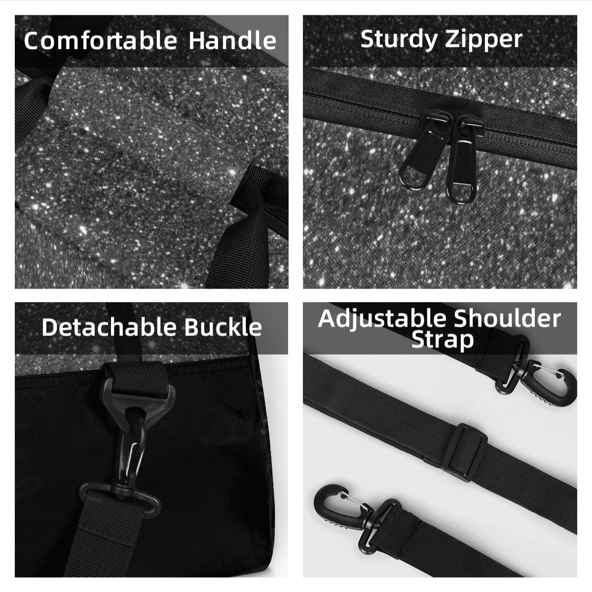 Herdesigns Personalized Sports Duffel Bag with Name Custom Weekender Overnight Bag Gym Bag Travel Dance Gymnastics Duffel Bag, Black