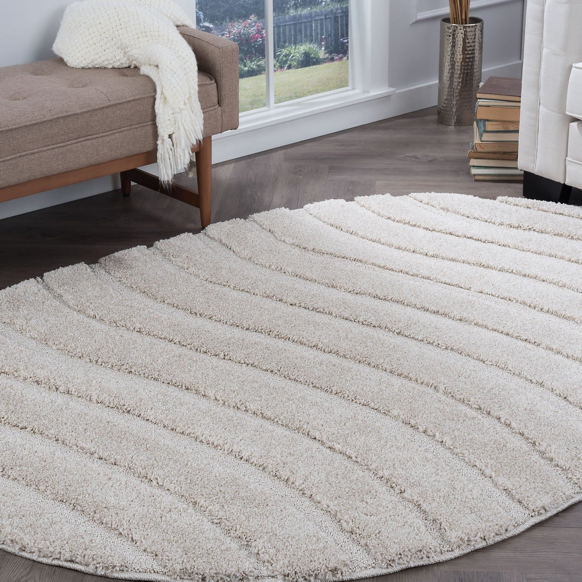 Alise Rugs Waverly Contemporary Stripe Oval Area Rug 6 7 X 9