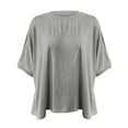 thumbnail image 3 of LEKODE Casual Flowy Top Loose Fit Tunic Vintage Tshirts Loose Dressy Casual Tops Drop Shoulder Tops Dressy Casual Short Sleeve Shirts Loose Tops for Women Gray M, 3 of 9