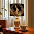 thumbnail image 6 of Linen Drum Lampshades Rabbit Portrait Vintage Floral Wreath Black Botanical Style 13"x13"x10" Light Shade for Table Lamps Floor Lamp Shades Lampshade Replacement Assembly Required Nursery Decor, 6 of 8