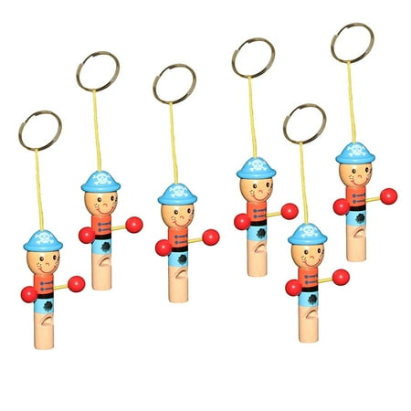 - dazzling toys Whistle Key Chains Small Wooden Painted Figures Whistle Keychains | 6 Pack