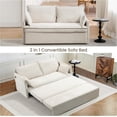 thumbnail image 3 of Modern Convertible Sleeper Sofa with USB Charging, Queen-size Corduroy Upholstery Sofa Bed, White, 3 of 7
