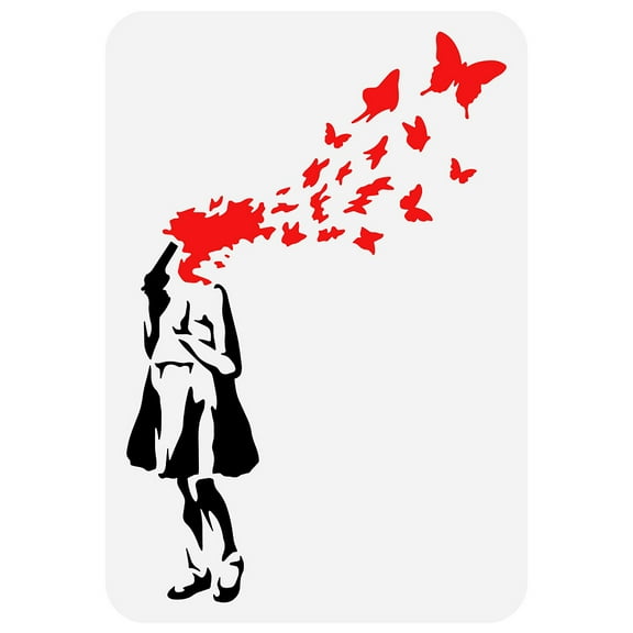 DIY 1pc Plastic Drawing Painting Stencils Templates for Painting on Scrapbook Fabric Tiles Floor Furniture Wood Rectangle Butterfly Pattern 29.7x21cm DIY