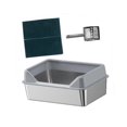 thumbnail image 3 of Cajas de arena de acero inoxidable para gatos, orinal abierto, bandeja para arena para gatos, arena para gatos portátil con valla alta y lados altos, Gris claro, 3 of 8