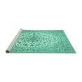 thumbnail image 2 of Ahgly Company Machine Washable Indoor Rectangle Medallion Turquoise Blue Traditional Area Rugs, 7' x 9', 2 of 4