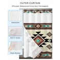 thumbnail image 4 of No Hook Shower Curtain with Snap-in Liner, Southwest Geometric Waterproof Fabric Bathroom Curtains, Brown Mexican Aztec Boho Tribal Bath Curtains & Mesh Top Window 60"x72", 4 of 9