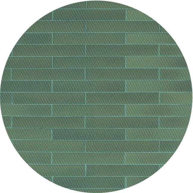 Ahgly Company Tapis Rond Lavable en Machine Intérieur Transitionnel Vert Forêt Moyen, 7 Pieds Rond