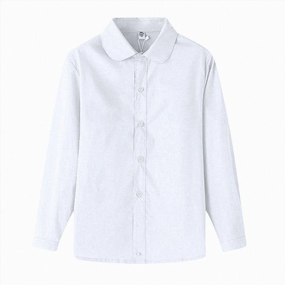 Splozh Boys Dressy Shirt 4-13 Years Boys Long Sleeve Oxford Dress Shirts Casual Button Down Shirts Tops for Boys Girls,White,12-13 Years