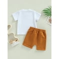 thumbnail image 5 of Toddler Baby Boy Summer Outfit 0 6 12 18 24M 3T Clothes Short Sleeve Letter Print T-Shirt Tops Drawstring Shorts Set, 5 of 10