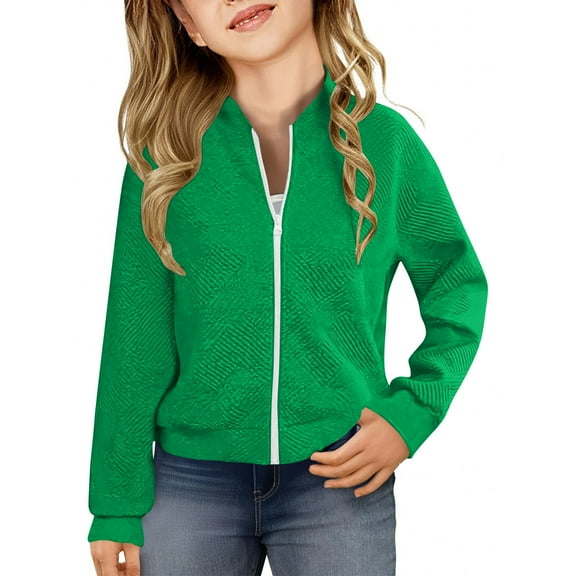 Kukoosong Toddler Boys' Girls' Bomber Jackets Zip Up Hoodless Baby Winter Clothes Long Sleeve Solid Color Lightweight Winter Coats for 9 Years