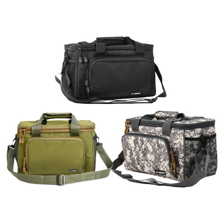 LIVEST Fishing Tackle Bag Square Multi-pocket Smooth Zipper Adjustable Shoulder Strap Portable Large Capacity 600D Canvas Fishing Gear Hard Lure Storage Bag for Outdoor