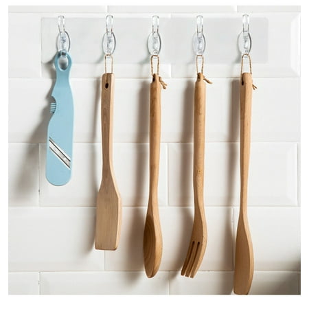 

DDWD Crystal Coat Hook Household Row Perforation-free Long Transparent Seamless Load-bearing Door Rear Kitchen Bathroom Hook