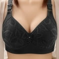 thumbnail image 4 of Fsqjgq Bras for Women Plus Size Large Bust Mother Middle Aged Elderly Underwear Comfort Wireless Bras Seamless Floral Lace Push Up Bra Bralettes Black Size 40, 4 of 4