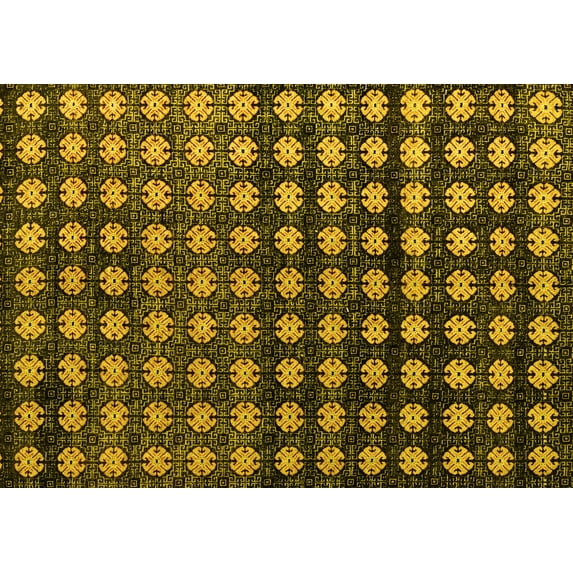Ahgly Company Machine Washable Indoor Rectangle Abstract Yellow Modern Area Rugs, 8' x 12'