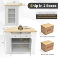 thumbnail image 2 of Gymax Large Kitchen Island Drop Leaf Breakfast Bar w/ Wood Top Shelves Drawers White, 2 of 10