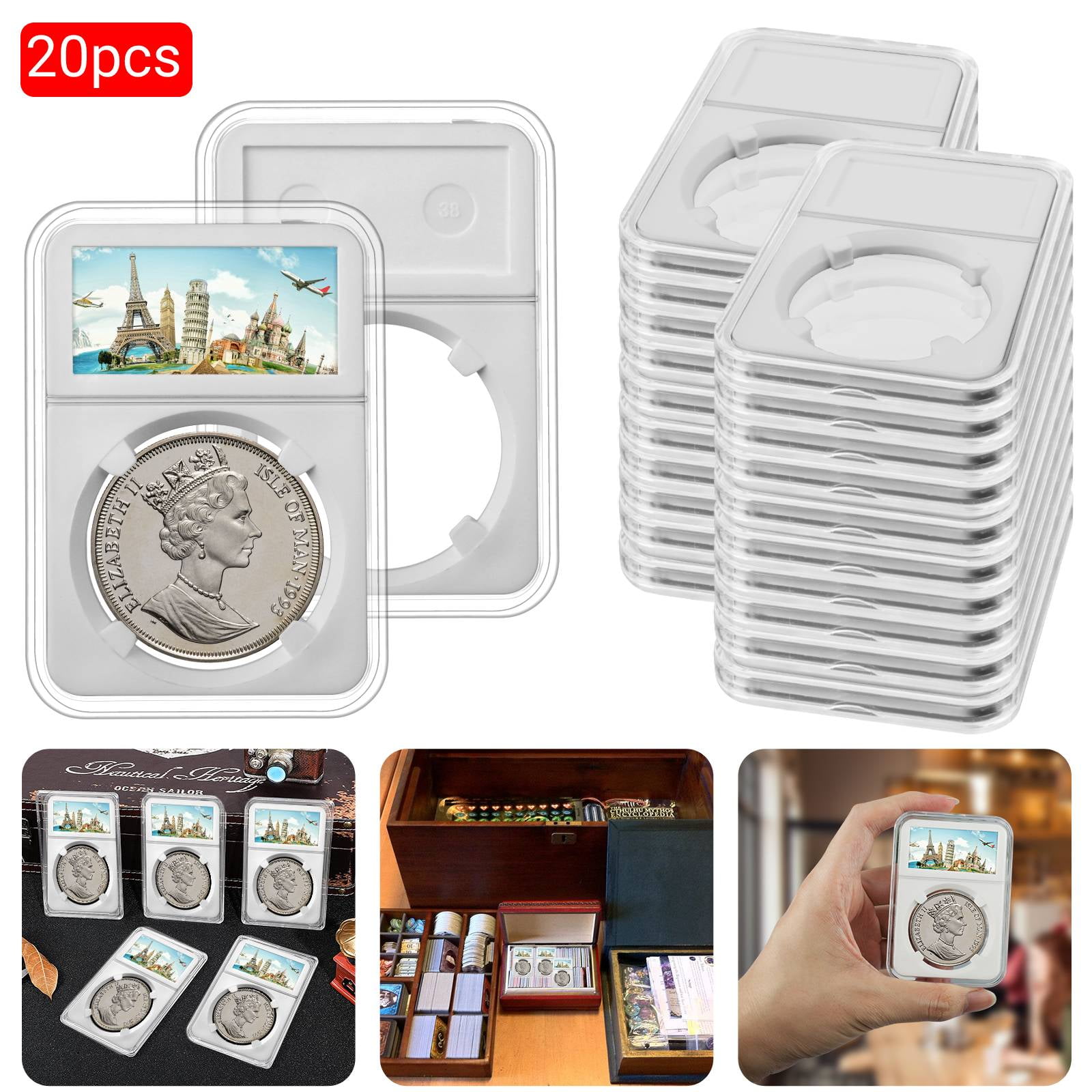 38mm Coin Capsules,PASEO Coin Case Holder Storage Container, Clear Coin