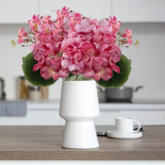 Lilgiuy Artificial Hydrangea Flowers Silk Bouquet Floral with Stem and Leaf in Bulk for Home Office Wedding Party Spring Outside Garden Patio Table Centerpieces Arch Front Door Decoration