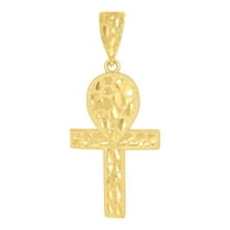 10k Yellow Gold Mens Ankh Cross Nugget Religious Charm Pendant Pendant Necklace for Men