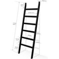 thumbnail image 3 of Bamboo Blanket Ladder, 6 Tier blanket holder, 68.9 Inch Tall blanket rack, Ladder Shelf against the wall, Rustic Bamboo Quilt Rack Stand in Bathroom, Living Room, Bedroom, Black, 3 of 17
