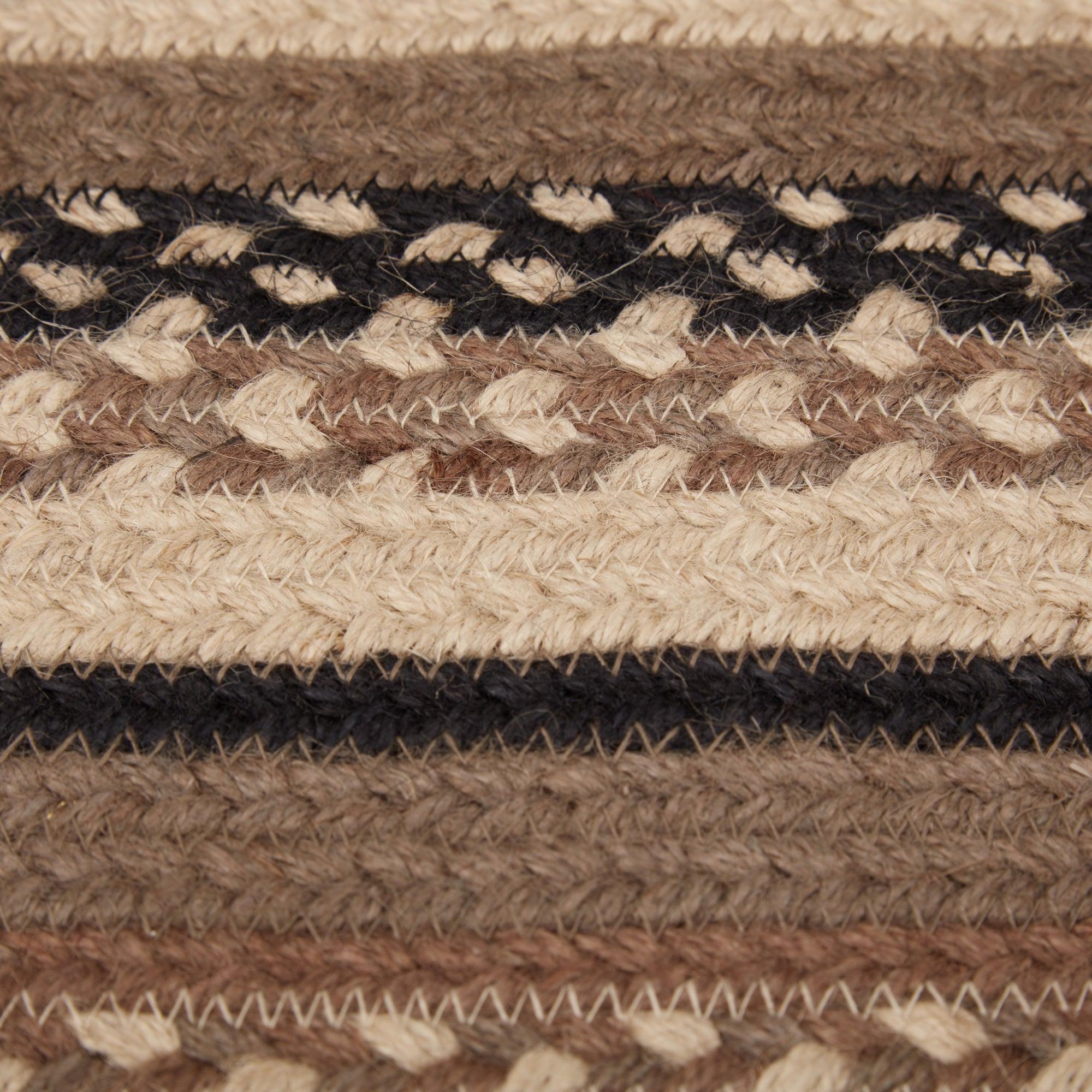 VHC Brands Farmhouse Jute Half Circle Accent Rug – 16.5x33 – Primitive Star Pattern – Black & Tan