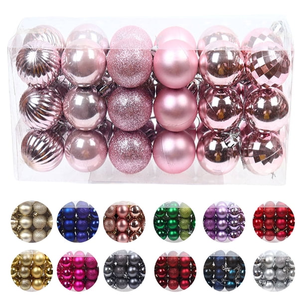Ounissouiy 30 piezas de bolas de Navidad adornos inastillables decoraciones para árboles de Navidad juego de bolas colgantes para decoración de fiesta de Kits de decoración para fiestas Rosado