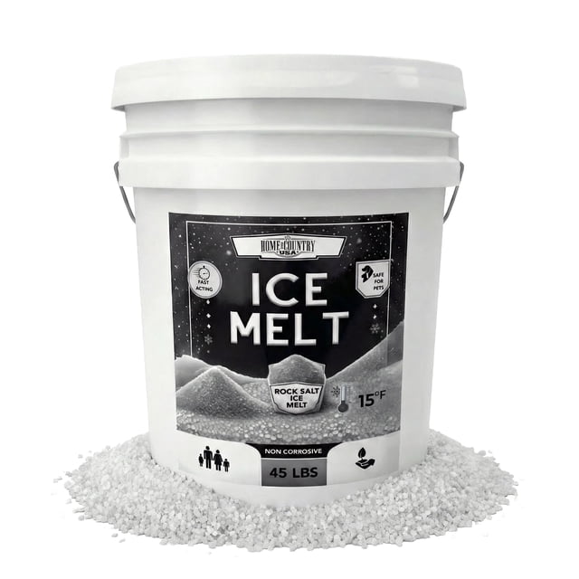 Sal para derretir hielo de roca Home and Country USA, balde de 20 kg