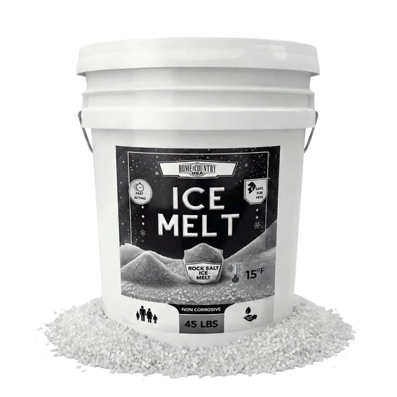 Sal para derretir hielo de roca Home and Country USA, balde de 20 kg