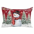 thumbnail image 2 of Red Snowman Christmas King Size Pillow Cover,Pillowcase Protectors with Zipper,Decorative Throw Pillow Case Cover,Xmas Tree Snowflake Birds Branches Wooden Pillow Shams for Couch Sofa 20x36Inch, 2 of 8